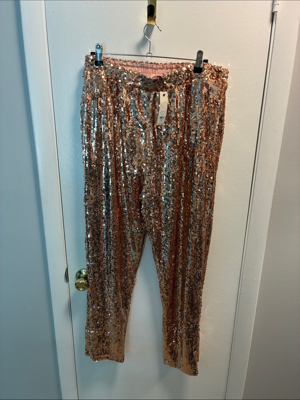 Francesca's Collections Rose Gold Sequin Skirt